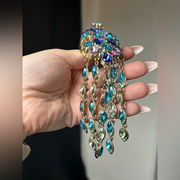 Peacock Rhinestone Brooch - Picture 4 of 6